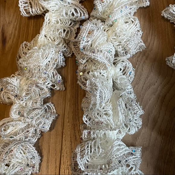 New Handmade Crochet Multi-Colored Sequined Champagne Color Scarf 62” Long - Picture 6 of 11